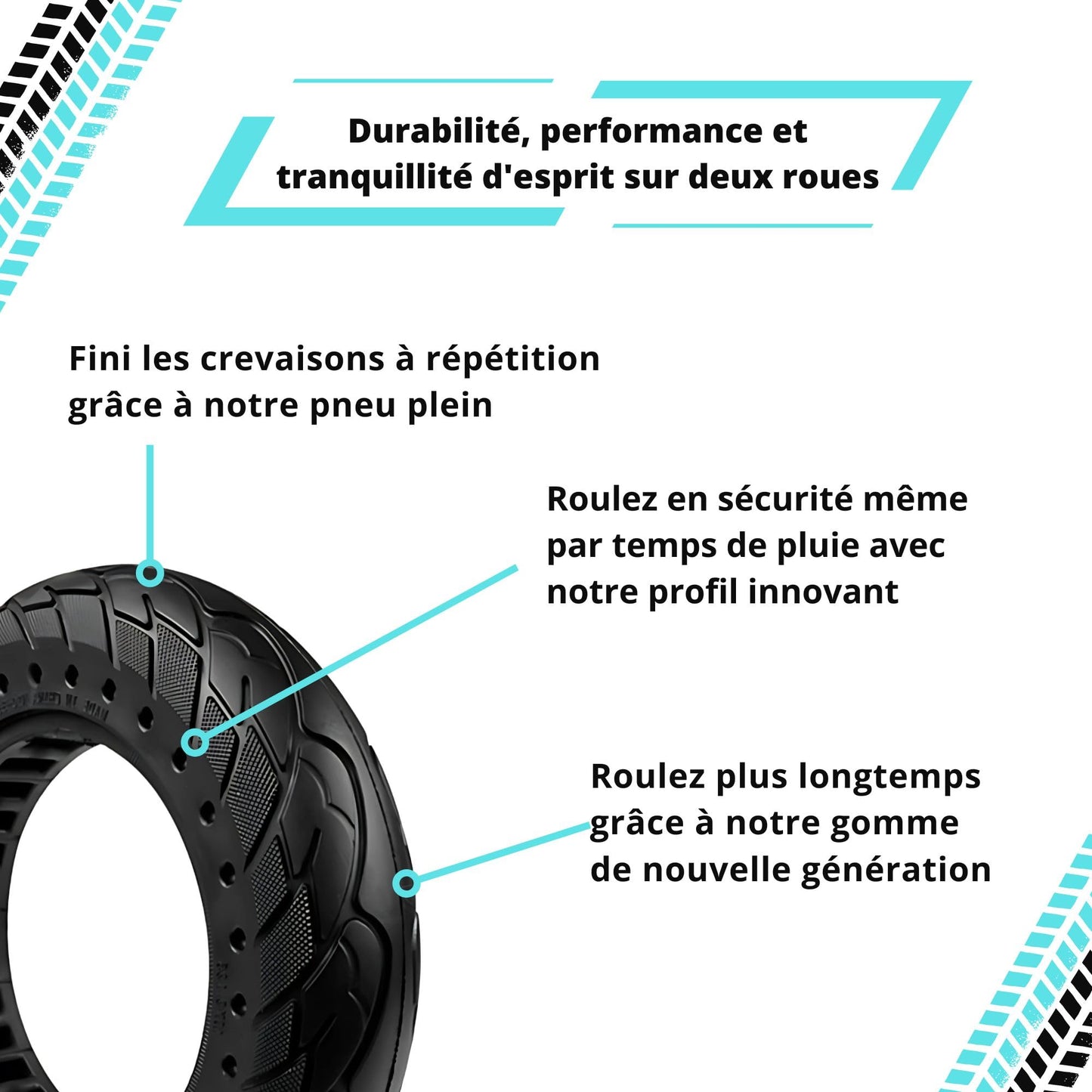 Pneu Plein 10x2.125 pouces Pure Electric pour SoFlow S06, Vivobike S2 & S3 Max