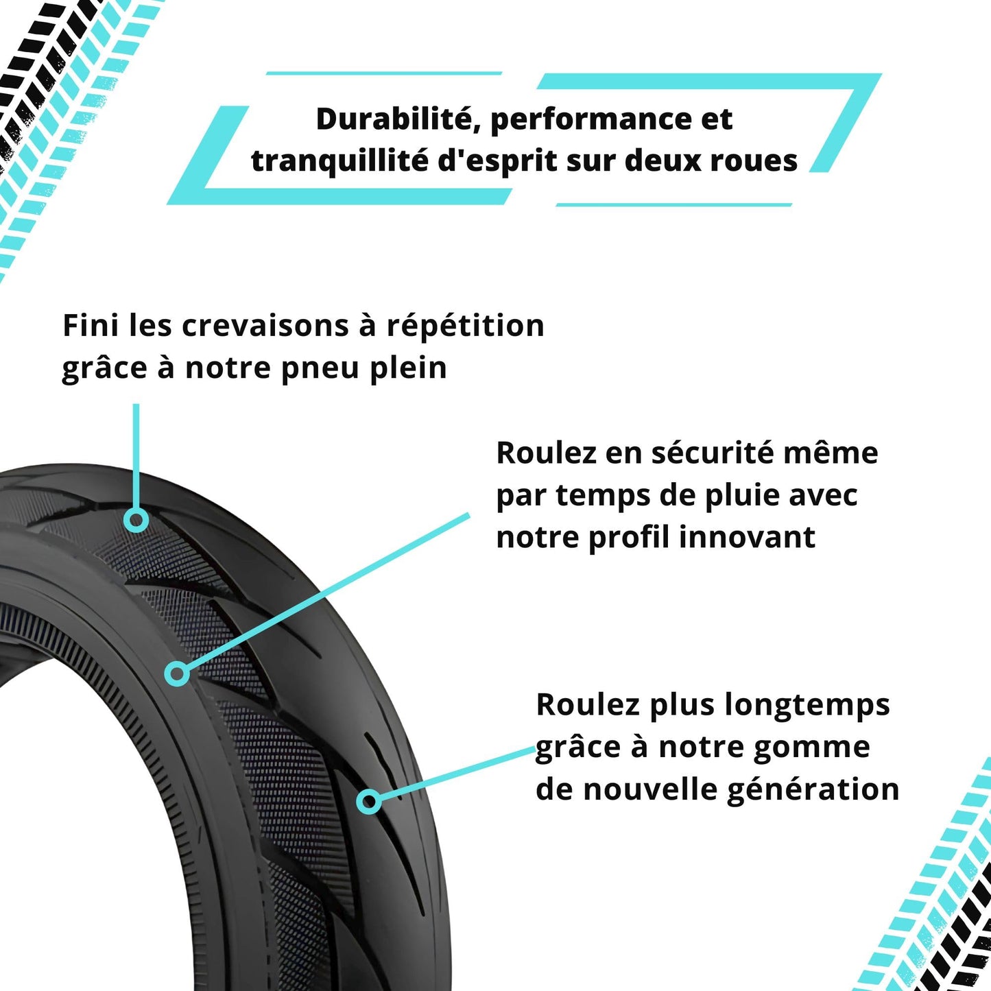 Pneu Plein 10x2,125 pouces Ninebot F, Xiaomi Mi4