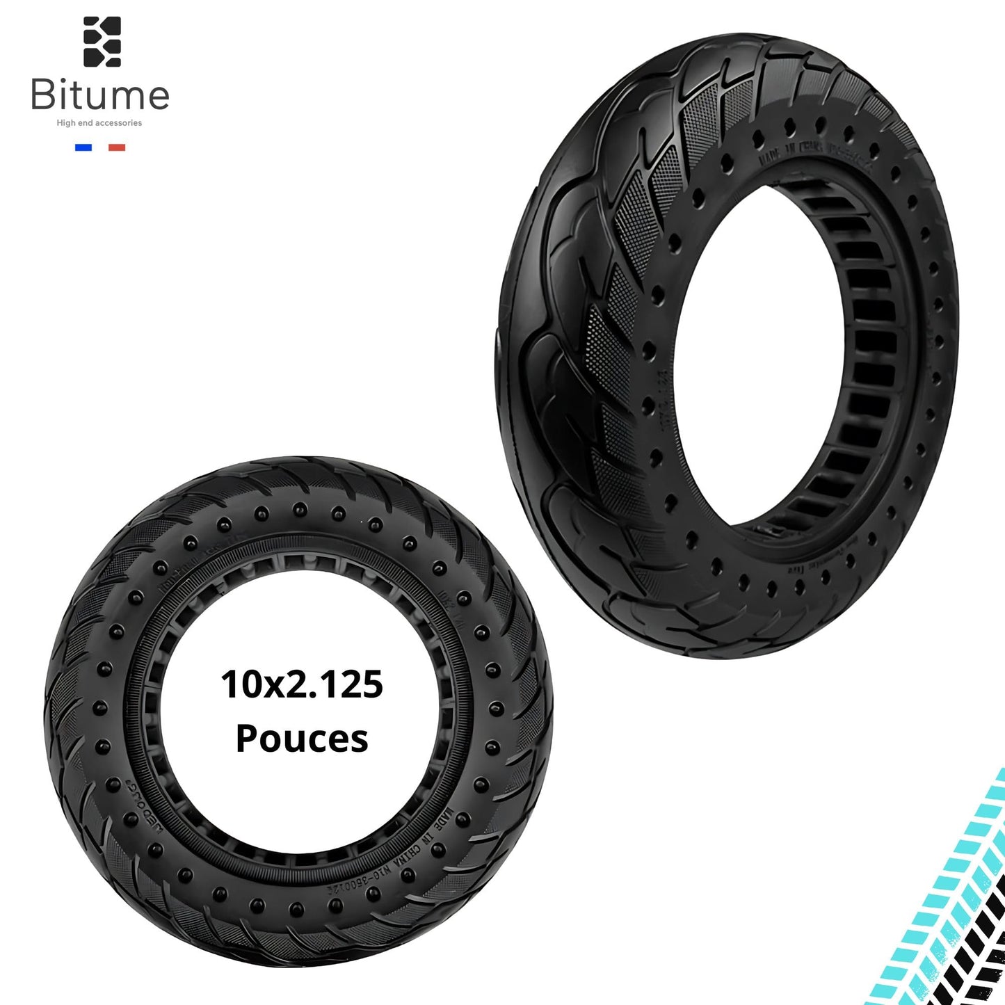 Pneu Plein 10x2.125 pouces Pure Electric pour SoFlow S06, Vivobike S2 & S3 Max