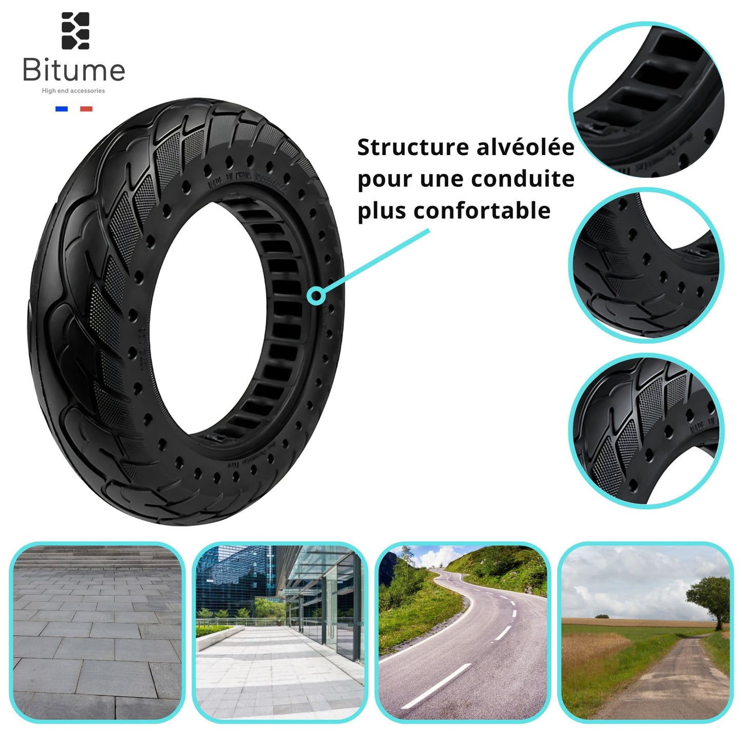 Pneu Plein 10x2.125 pouces Pure Electric pour SoFlow S06, Vivobike S2 & S3 Max