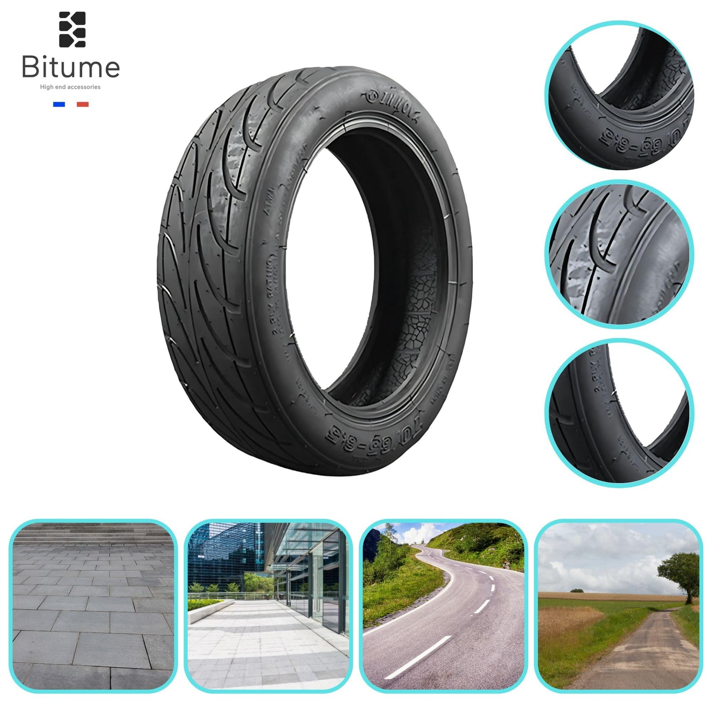 Pneu Plein Semi Offroad 10x70/65-6.5 Pouces Voltek V6/Moovway Bw