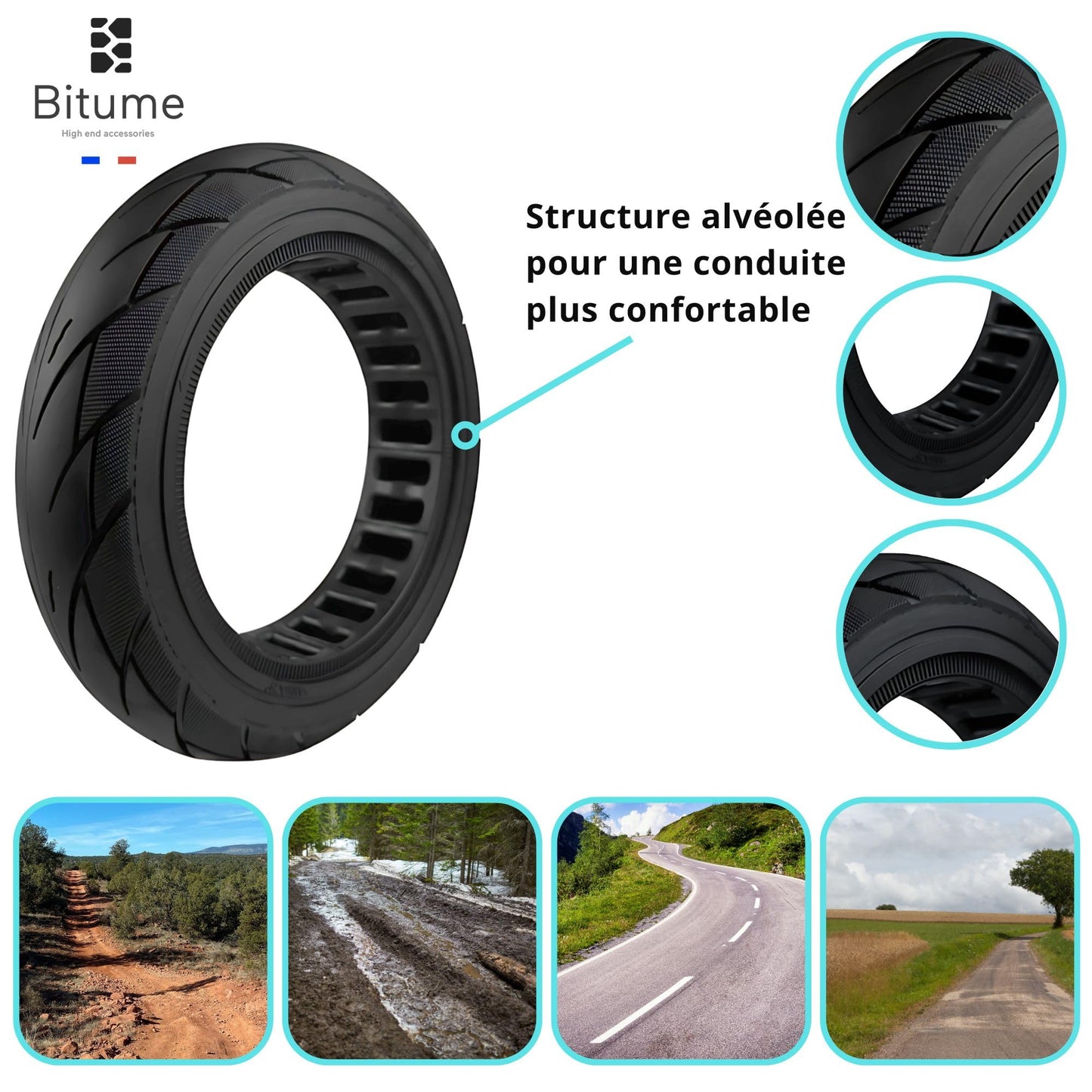 Pneu Plein 10x2,125 pouces Ninebot F, Xiaomi Mi4