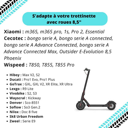 Pneu trottinette électrique Kit 2x Pneus Pleins 8,5 pouces Xiaomi