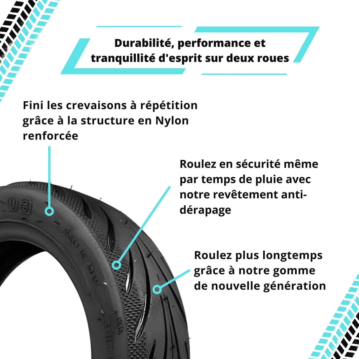 Pneu Renforcé 10 pouces 60/70-6.5 Tubeless Ninebot