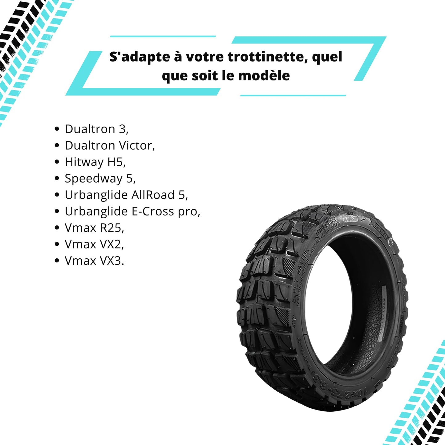 Pneu Tubeless Semi Offroad 10x2.75-6.5 pouces Speedway 5, Dualtron 3 & E-Cross Pro